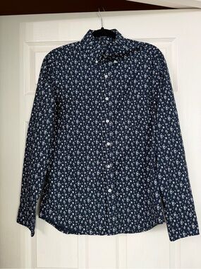 J Crew Men’s Navy Floral Medium Dress Slim Untucked Shirt